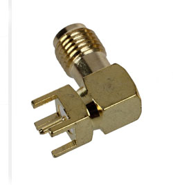 Connector SMA-KWE Female socket on board 90 degrees.