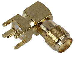 Connector SMA-KWE Female socket on board 90 degrees.