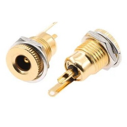 Power socket  DC-099 5.5/2,1 мм метал, масивний золотий фланець