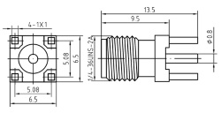 Connector RP-SMA-KE Female HM-431 on board 180 degrees.