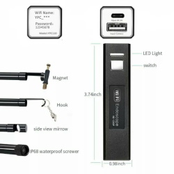 Endoscope - Android IP67, d=8mm, 2MPix, 8LED, WiFi, uUSB, 2m